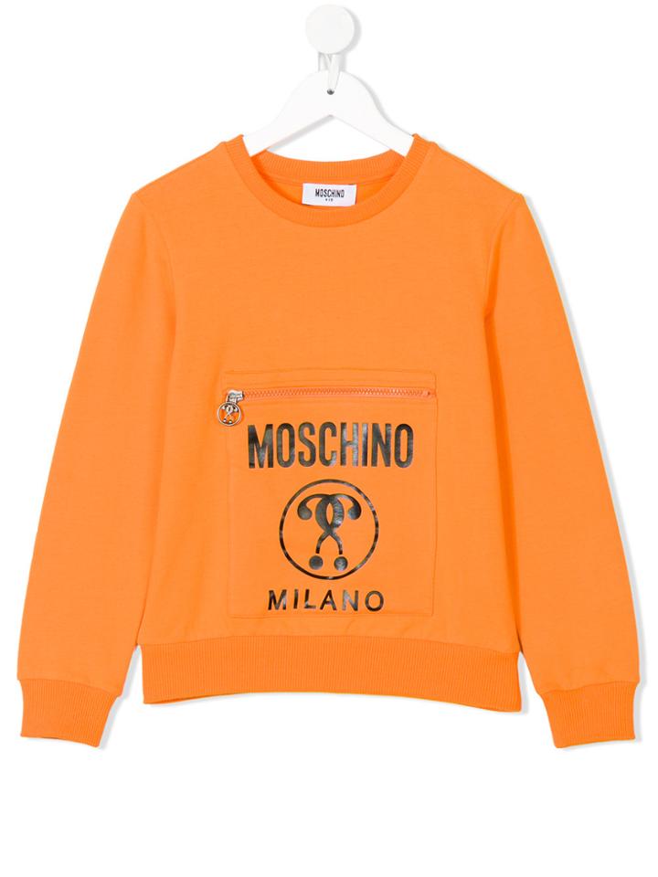 Moschino Kids Teen Zipped Pocket Sweatshirt - Yellow & Orange