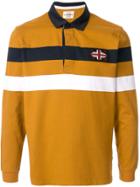 Kent & Curwen Union Jack Embroidered Striped Polo Shirt - Brown