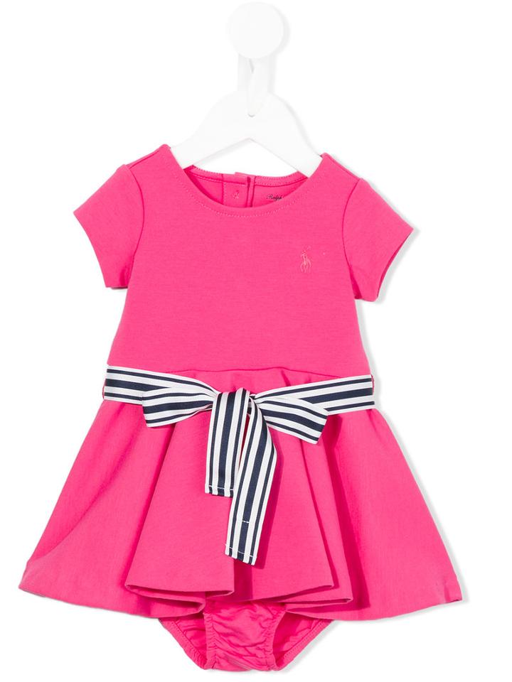 Ralph Lauren Kids - Bow Ribbon Waist Dress - Kids - Polyester/spandex/elastane/viscose - 12 Mth, Toddler Girl's, Pink/purple