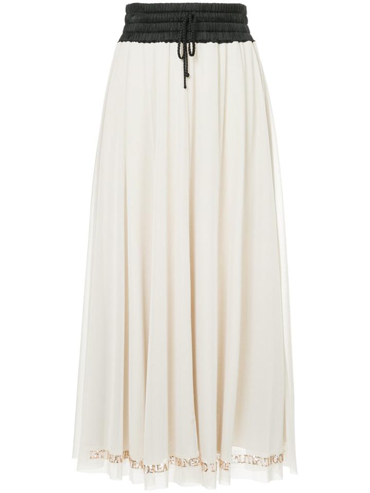 Tu Es Mon Trésor Message Patchwork Mesh Maxi Skirt - White