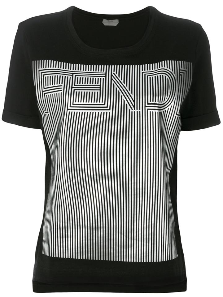 Fendi Silver Logo T-shirt - Black