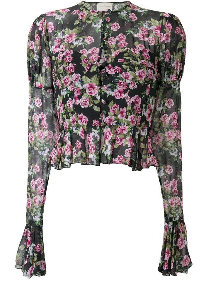 Giuseppe Di Morabito Floral Rulffle Trim Blouse - Black
