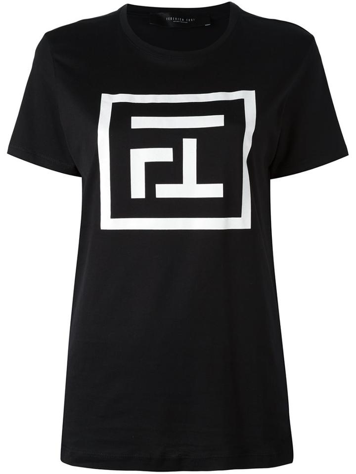 Federica Tosi Logo Print T-shirt, Women's, Size: Small, Black, Cotton