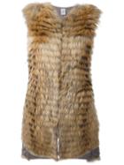 Eleventy Layered Sleeveless Coat, Size: Medium, Nude/neutrals, Cashmere/racoon Fur