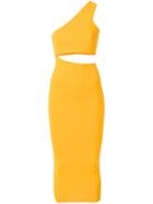 Stella Mccartney One Shoulder Cut-out Dress, Women's, Size: 40, Yellow/orange, Viscose/polyester