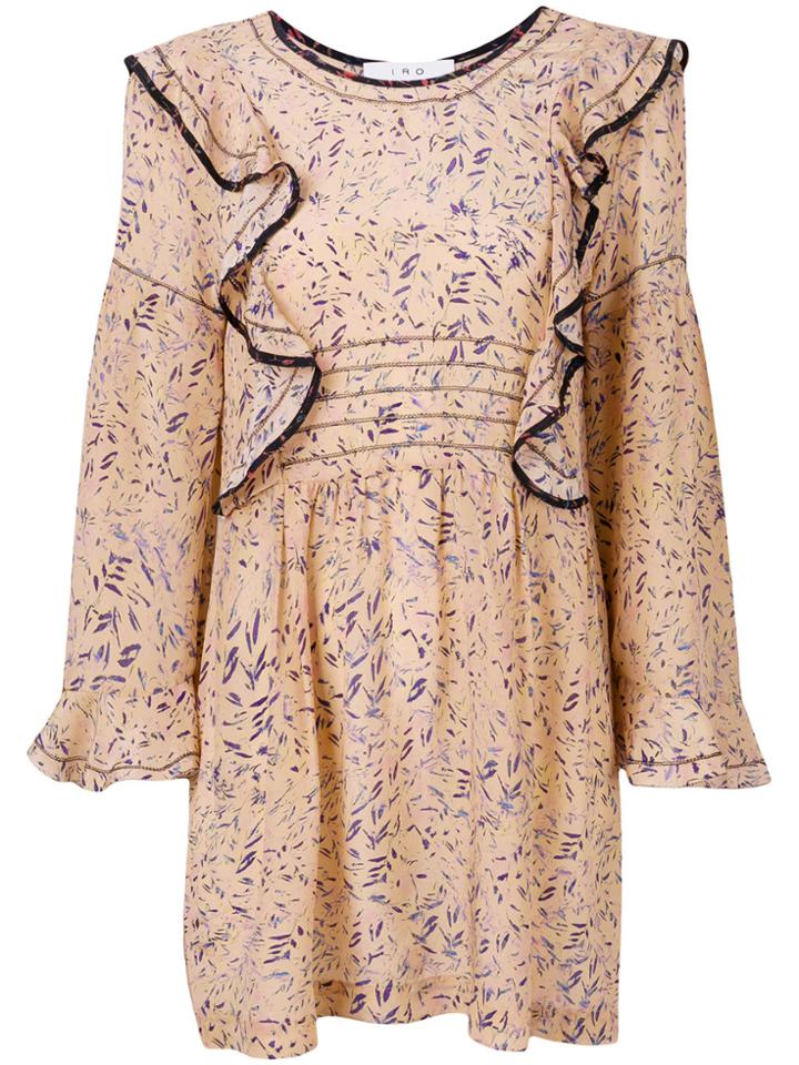 Iro Printed Ruffle Detail Dress - Nude & Neutrals