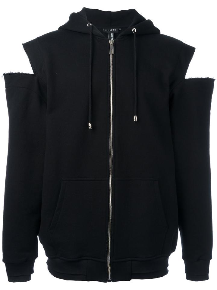 Icosae Cold-shoulder Hoodie, Men's, Size: Large, Black, Cotton