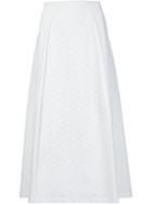 Carolina Herrera Embroidered A-line Skirt, Women's, Size: 8, White, Cotton