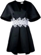 Sara Battaglia Embroidered Belt Dress, Women's, Size: 42, Black, Polyester