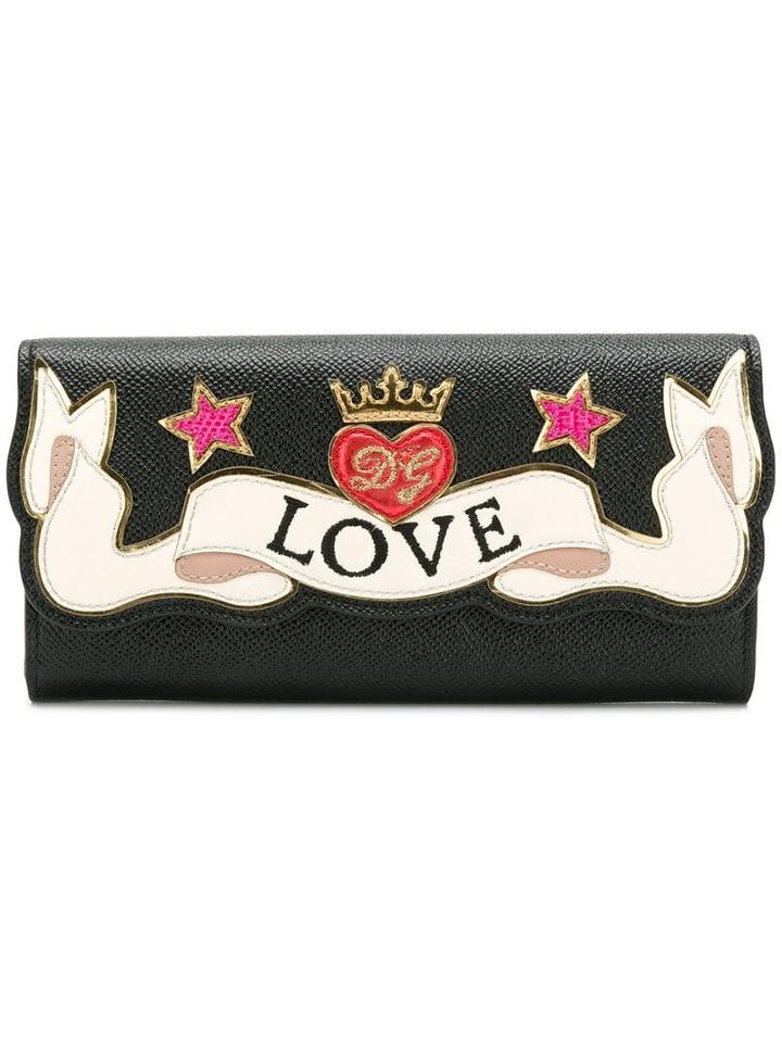 Dolce & Gabbana Embroidered Continental Wallet - Black