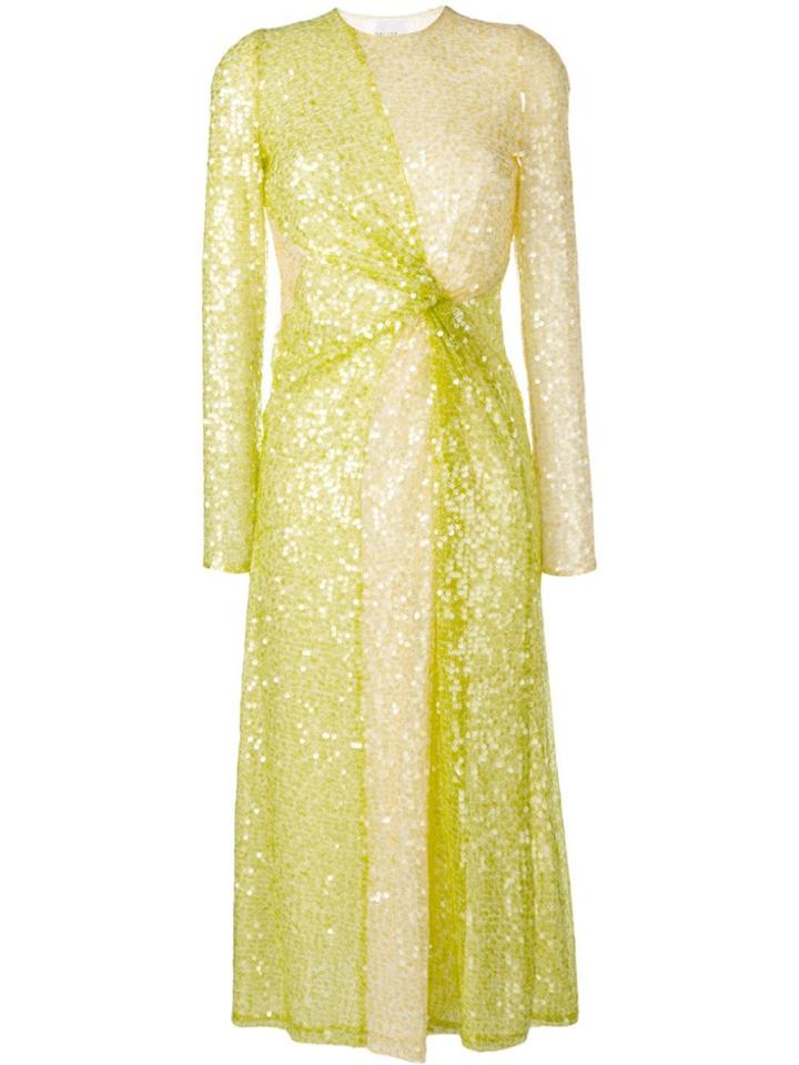 Galvan Pinwheel Sequin Midi Dress - Green