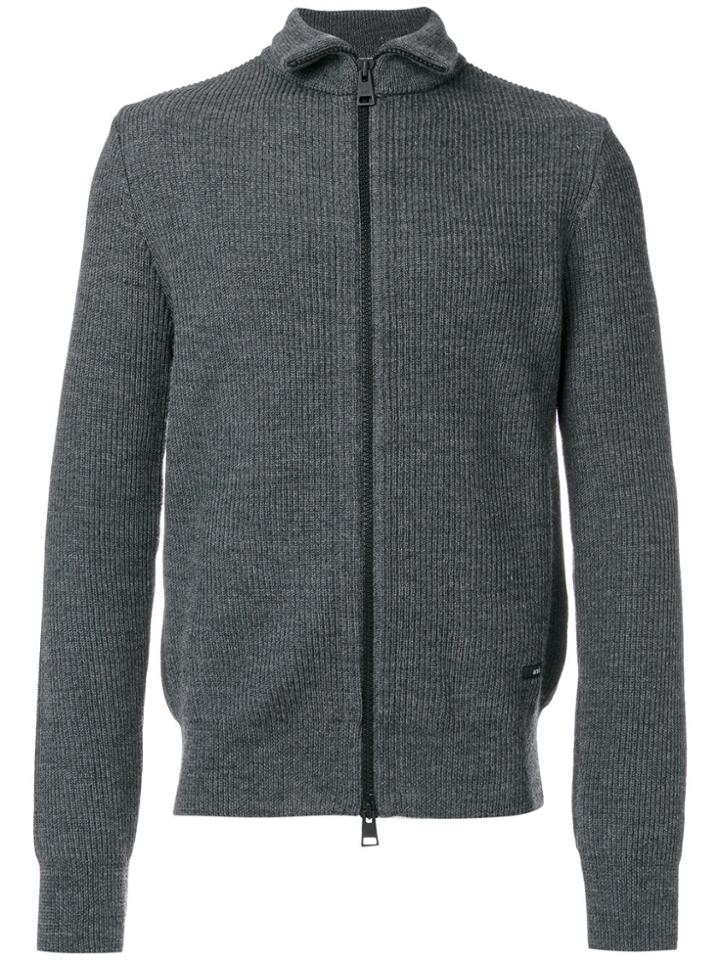 Ami Alexandre Mattiussi Fisherman Rib Zipped Cardigan - Grey