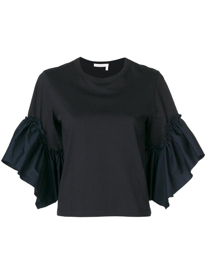 See By Chloé Flared Designer Blouse - Blue