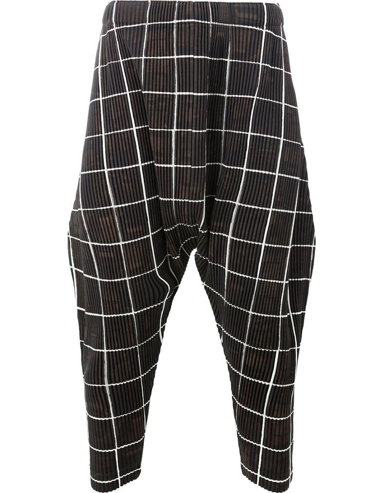 Homme Plissé Issey Miyake Pleated Drop-crotch Trousers, Men's, Size: 3, Black, Polyester