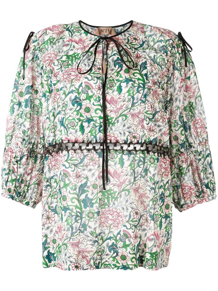 No21 Floral Peasant Blouse - White