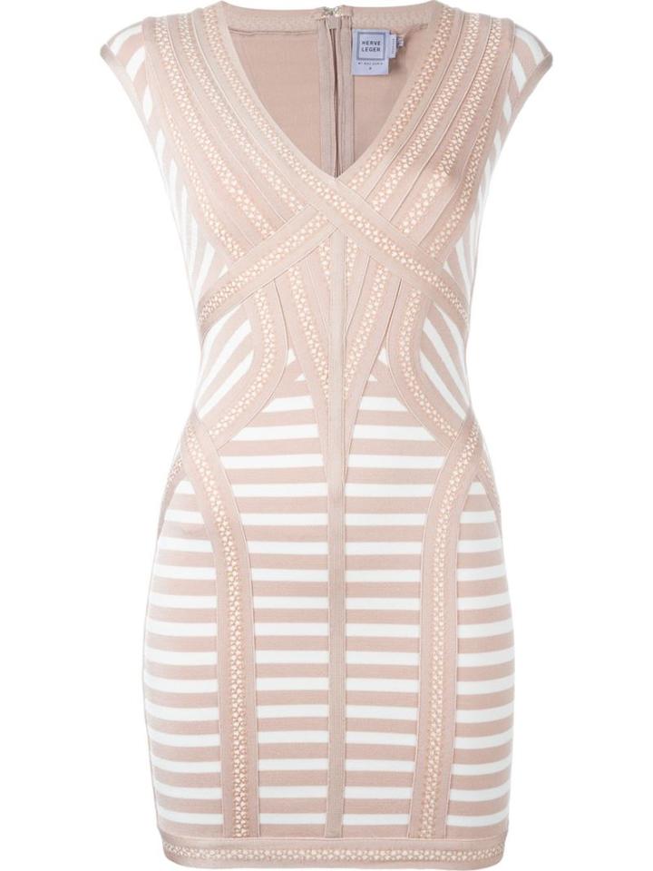 Hervé Léger Striped Fitted Mini Dress, Women's, Size: S, Pink/purple, Rayon/nylon/spandex/elastane