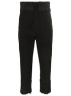 Ann Demeulemeester Pleated Waist Raw Hem Cropped Trousers - Black