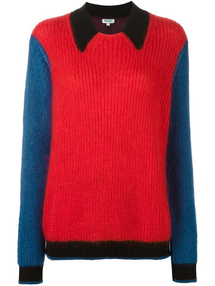 Kenzo Colour Block Jumper, Women's, Size: Medium, Red, Polyamide/polypropylene/mohair/wool
