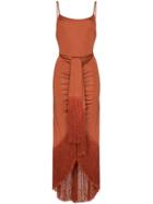Cult Gaia Natalia Tassel Trim Belted Midi Dress - Brown