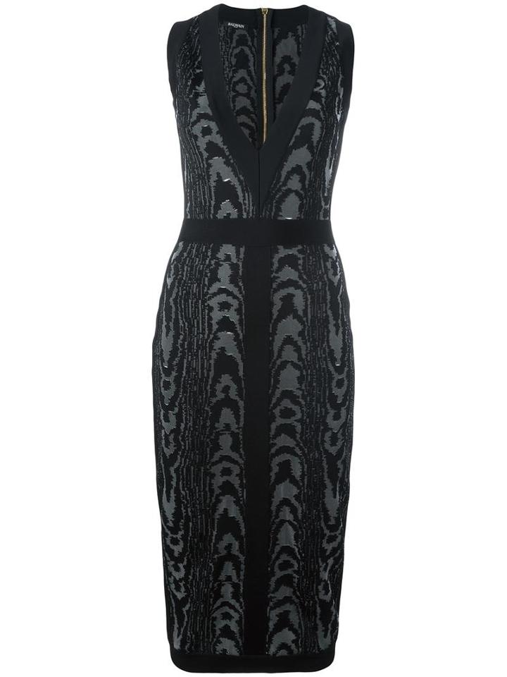 Balmain Leopard Pattern Midi Dress, Women's, Size: 38, Polyamide/viscose