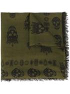 Alexander Mcqueen King And Queen Skull Scarf, Women's, Green, Silk/modal