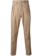 Eleventy Side-buckle Chino Trousers, Men's, Size: 32, Nude/neutrals, Cotton/linen/flax/spandex/elastane