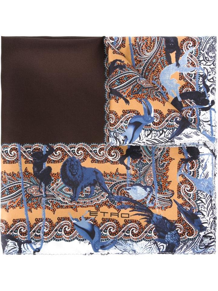 Etro Printed Border Pocket Square
