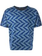 Issey Miyake Men Zig Zag Pattern T-shirt, Size: 1, Blue, Cotton/polyester