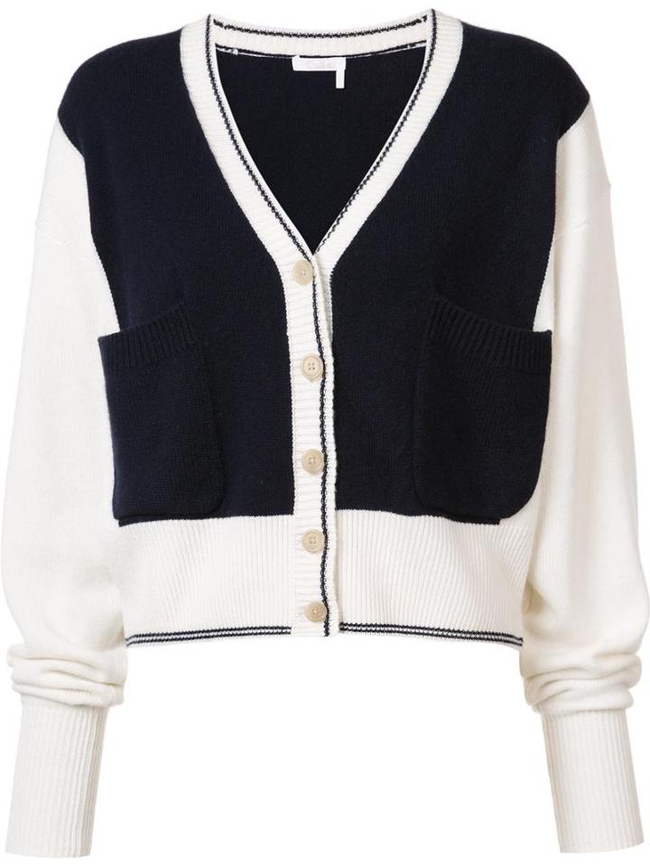 Chloé Two Tone Cardigan, Women's, Size: Medium, Blue, Cashmere
