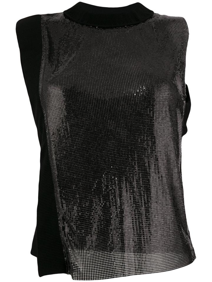 Paco Rabanne Two-tone Metallic Top - Black