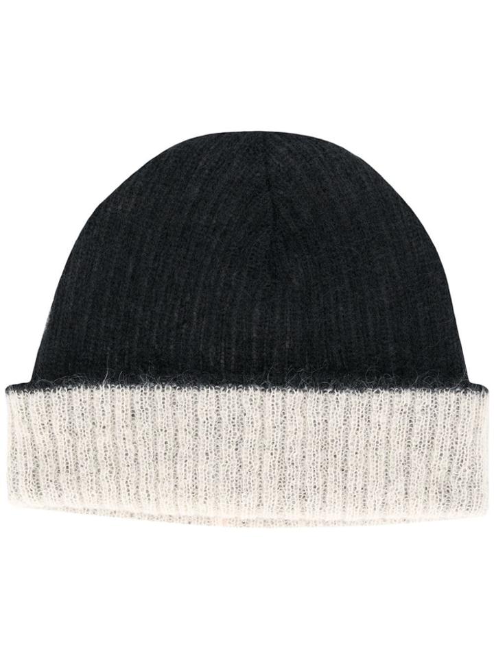 Marni Two-tone Ribbed Beanie - Black