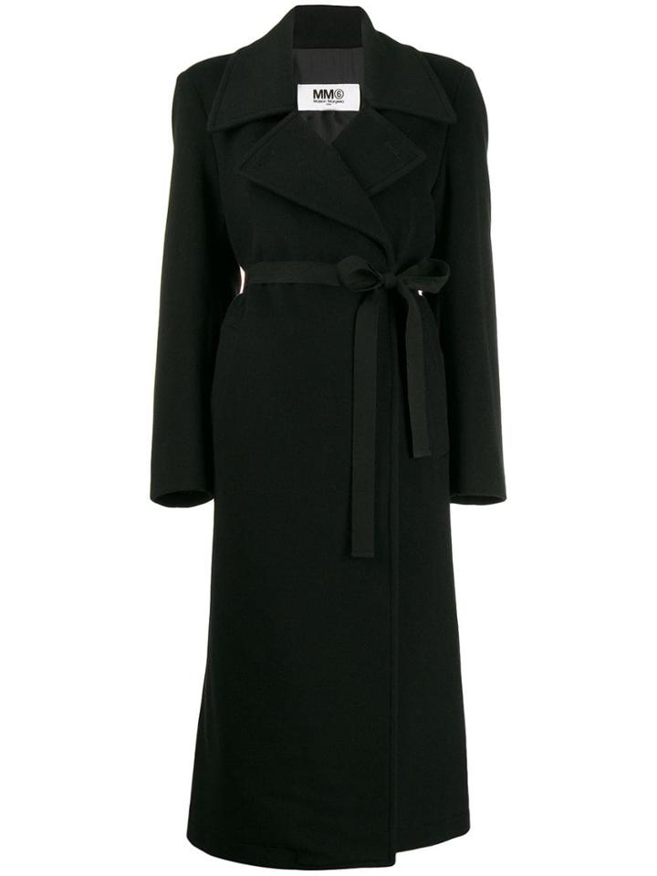 Mm6 Maison Margiela Belted Wool Coat - Black