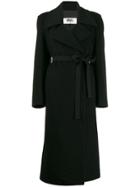 Mm6 Maison Margiela Belted Wool Coat - Black