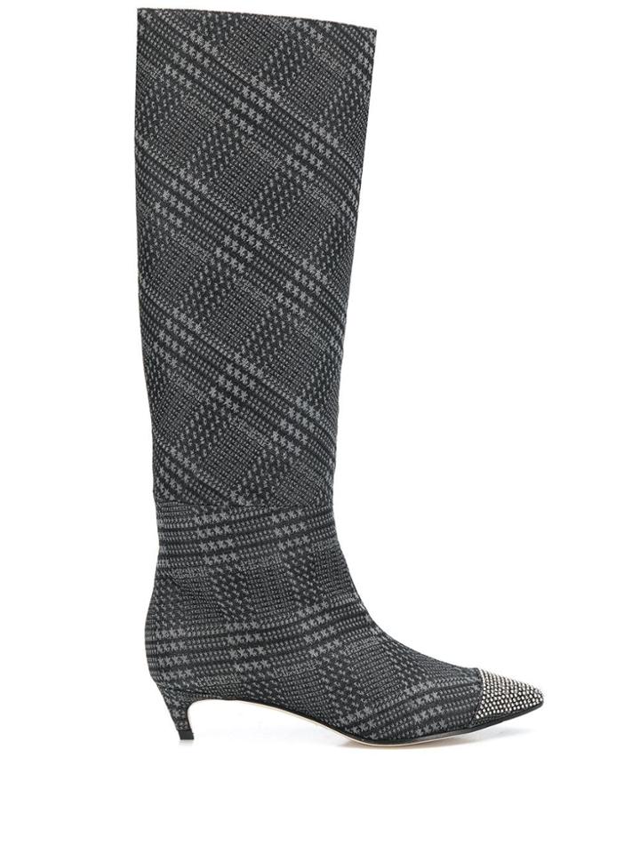 Jimmy Choo Checked Mid-calf Boots - Black