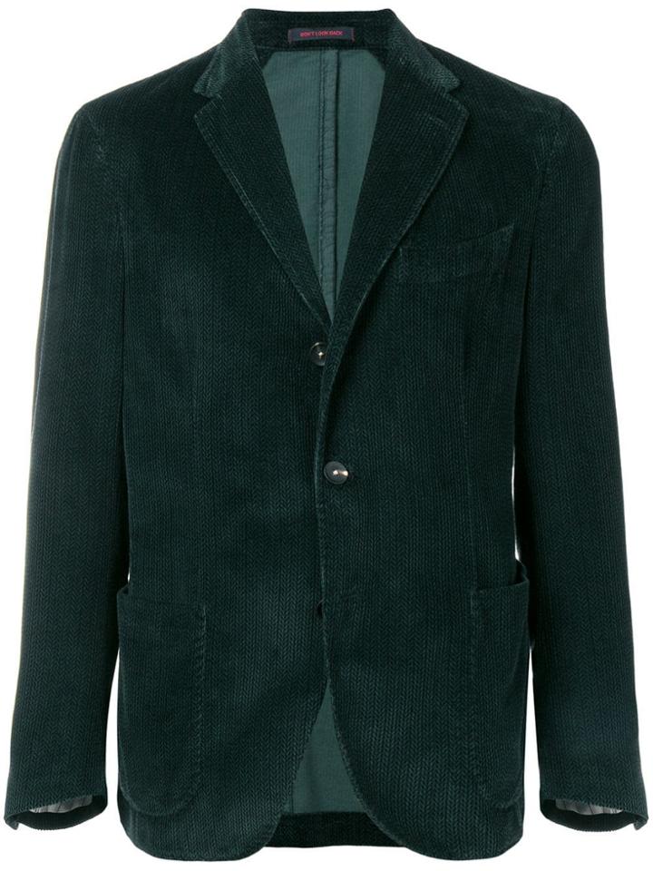 The Gigi Textured Velvet Blazer - Green