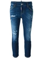 Dsquared2 'cool Girl' Cropped Jeans, Size: 48, Blue, Cotton/spandex/elastane/calf Leather