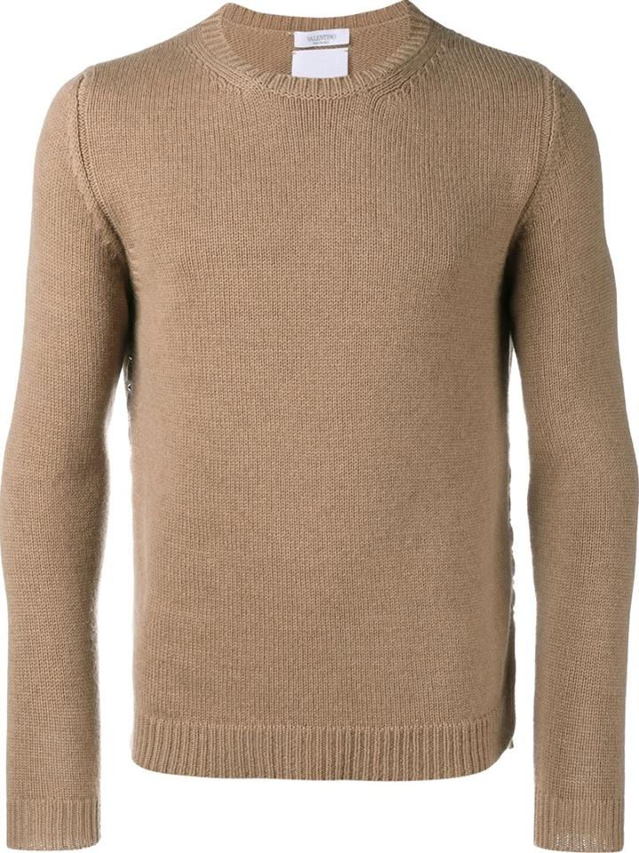 Valentino Crew Neck Jumper, Men's, Size: Small, Brown, Camel Hair