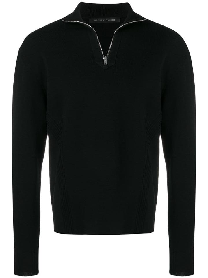 Mackintosh 0004 Black Cotton 0004 Zip-neck Sweater