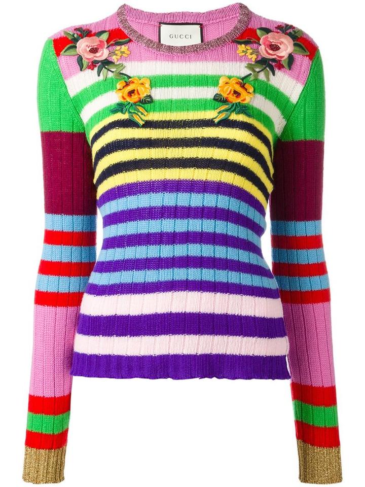 Gucci Embroidered Striped Jumper, Size: Medium, Wool/cashmere