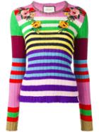 Gucci Embroidered Striped Jumper, Size: Medium, Wool/cashmere