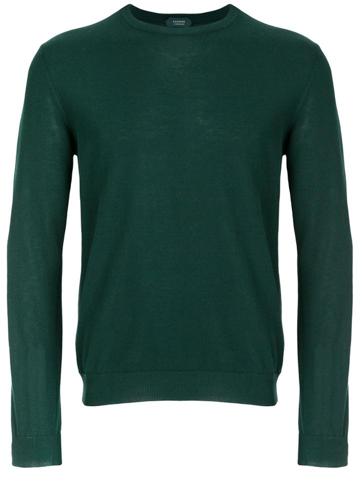Zanone Crepe Striped Sweater - Green