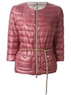 Herno Chain Belt Padded Jacket, Women's, Size: 42, Red, Feather Down/polyamide