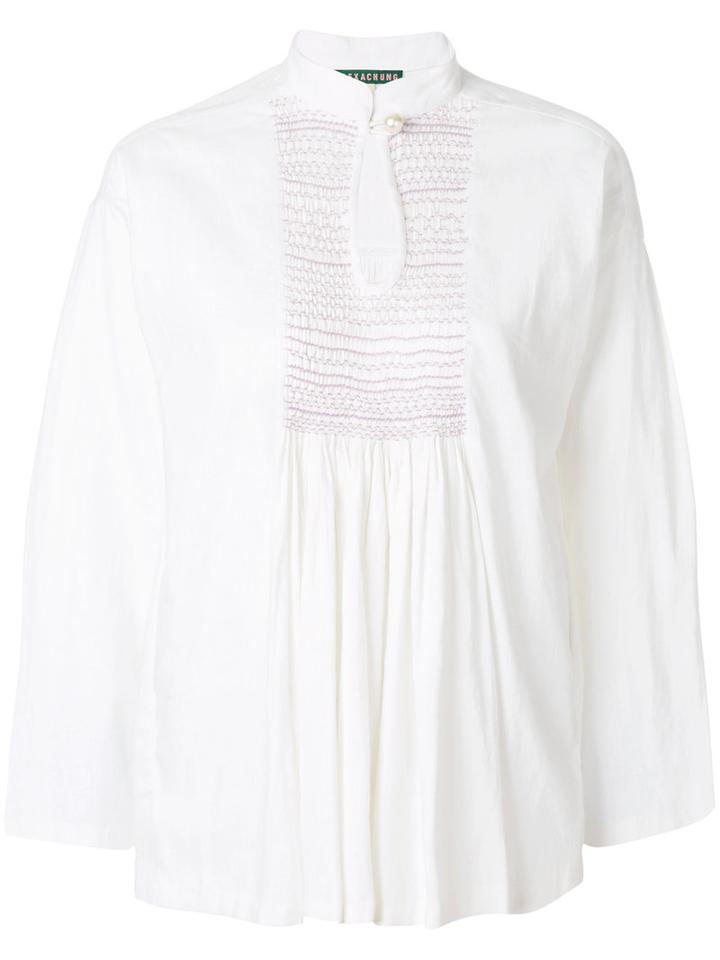 Alexa Chung - Smocked Blouse - Women - Linen/flax - 10, White, Linen/flax