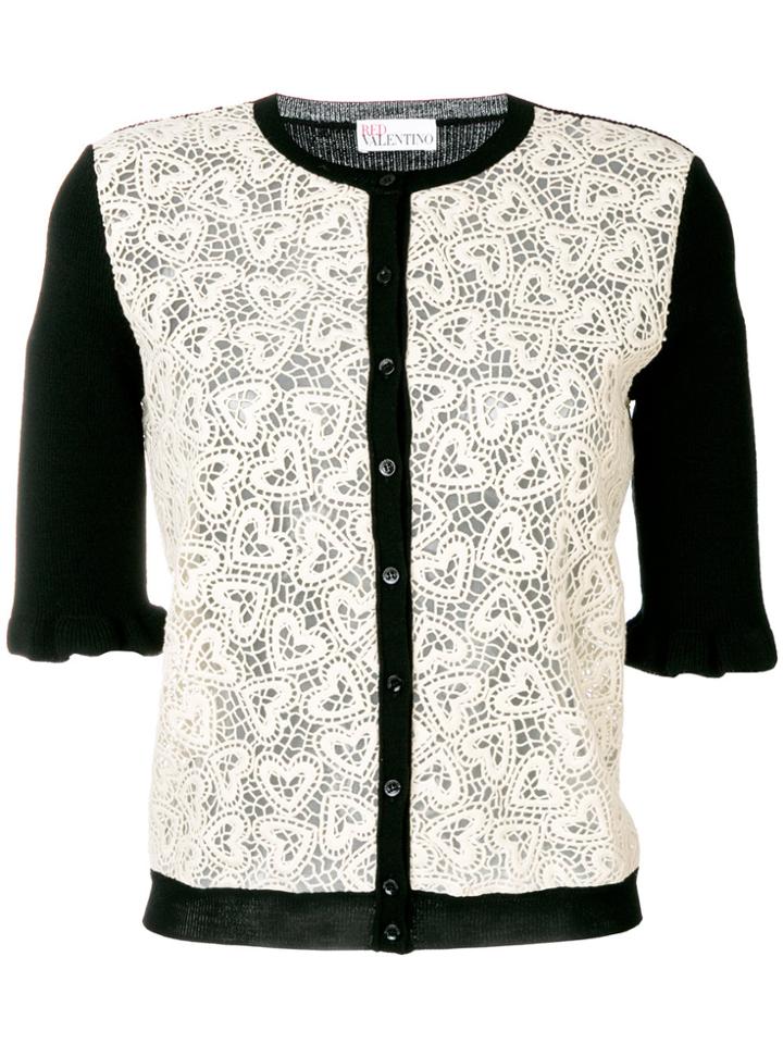 Red Valentino Heart Laced Cardigan - White