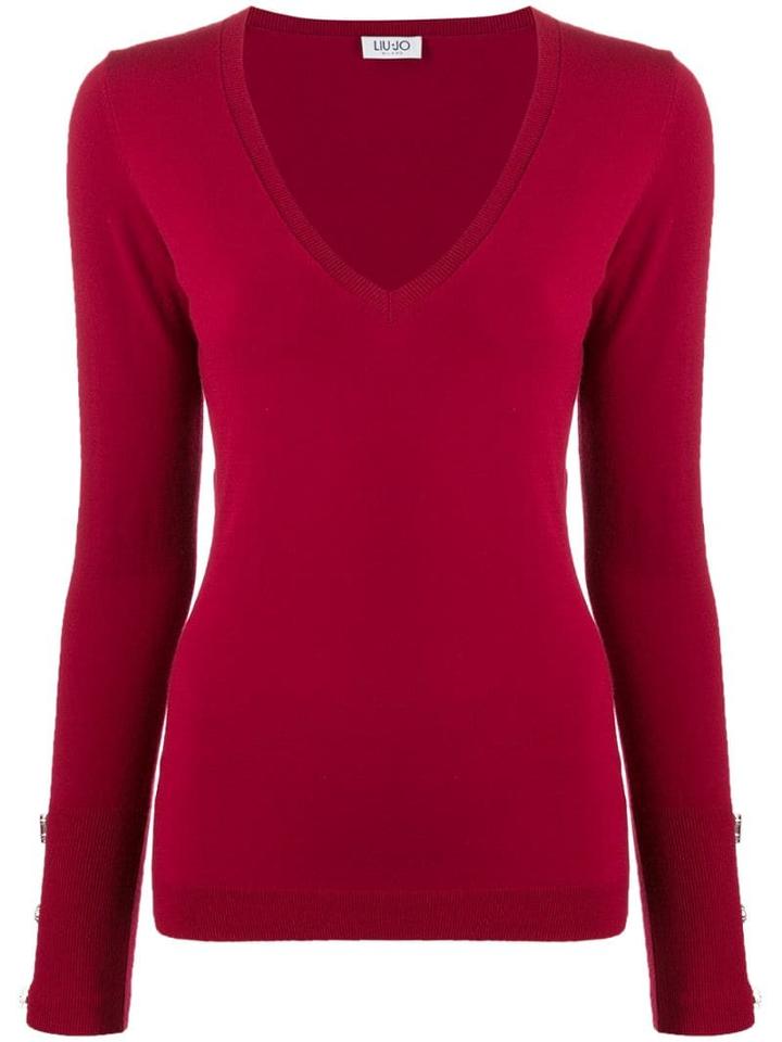 Liu Jo V-neck Knitted Top - Red
