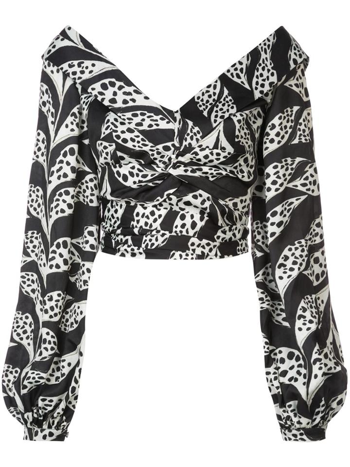 Patbo Leaf Print Longsleeved Top - Black