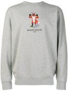 Maison Kitsuné Cross Stitched Fox Sweatshirt - Grey