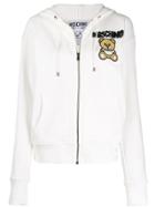 Moschino Beaded Teddy Bear Zipped Hoodie - White
