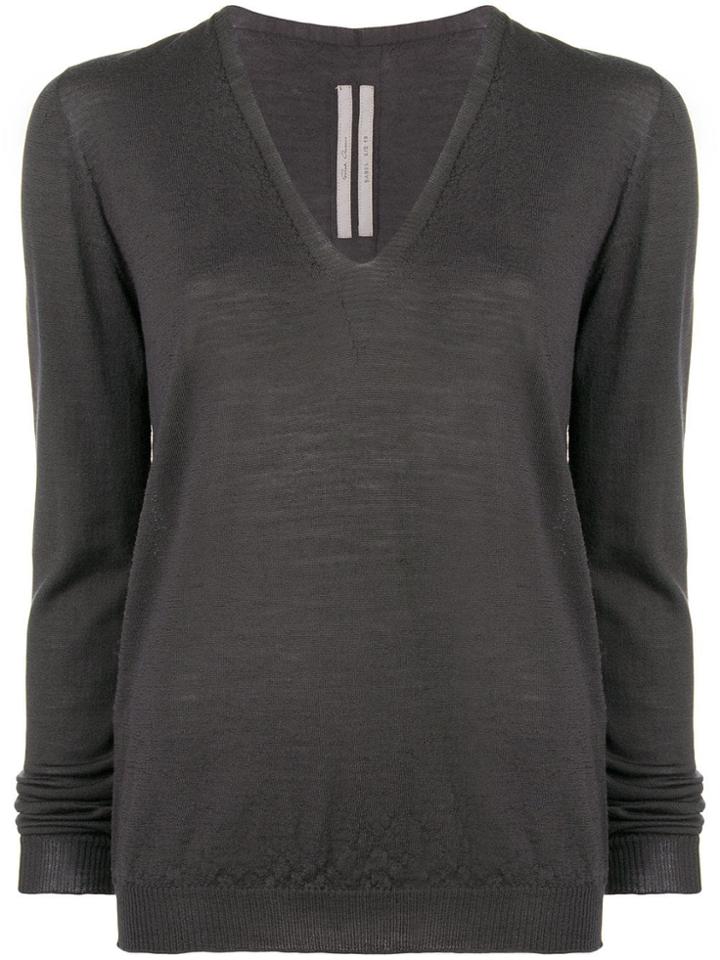 Rick Owens Classic V-neck Knit Sweater - Grey