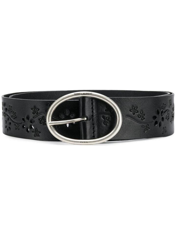 Saint Laurent Floral Detailed Belt - Black